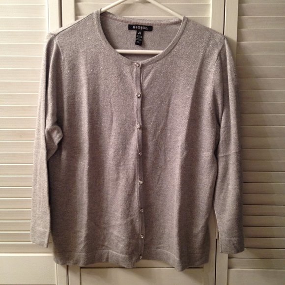 Sweaters L Silver Metallic Cardigan Sweater Poshmark